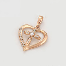Кулон Xuping Позолота 18K (серце хрестик) 27мм