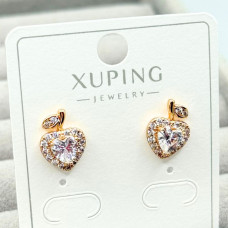 Сережки Позолота 18К Xuping (цвяшки серця) 11мм