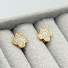 Сережки СМ Позолота 18K (цвяшки конюшина) 10мм