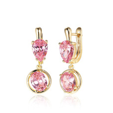 Сережки СМ Позолота 14K (рожеві) 28мм