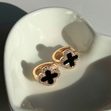Сережки СМ Позолота 18K (клевер конюшина) 12мм