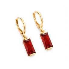 Сережки СМ Позолота 18K (бордові камінчики 26мм)
