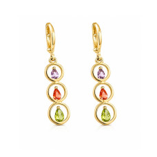 Сережки СМ Позолота 18K (камінчики кольорові 40мм)
