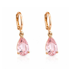 Сережки СМ Позолота 18K (рожевий камінчик 25мм)