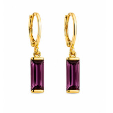 Сережки СМ Позолота 18K (фіолетові камінчики 26мм)