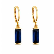 Сережки СМ Позолота 18K (сині камінчики 26мм)