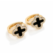 Сережки СМ Позолота 18K (клевер конюшина) 12мм