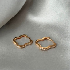 Сережки СМ Позолота 18K (конюшина з фіанітами) 18мм